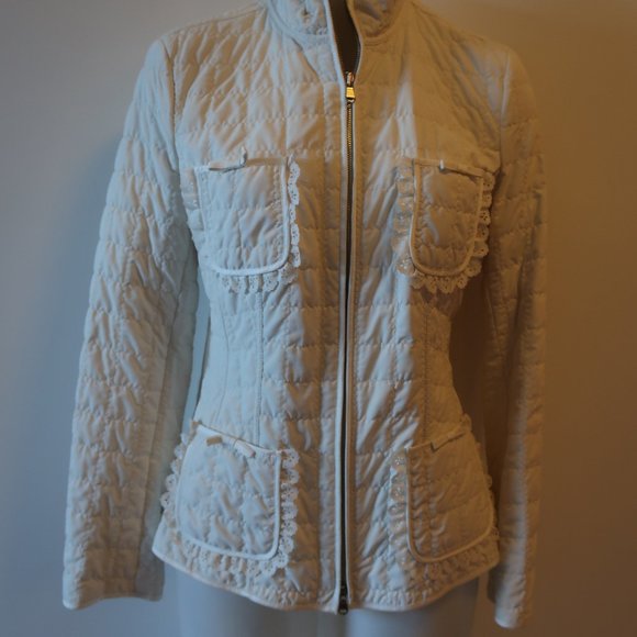 WOMENS CHEBY WHITE QUILTED LACE ITALIAN FULL ZIP JACKET 42 US/6 * - Picture 9 of 14